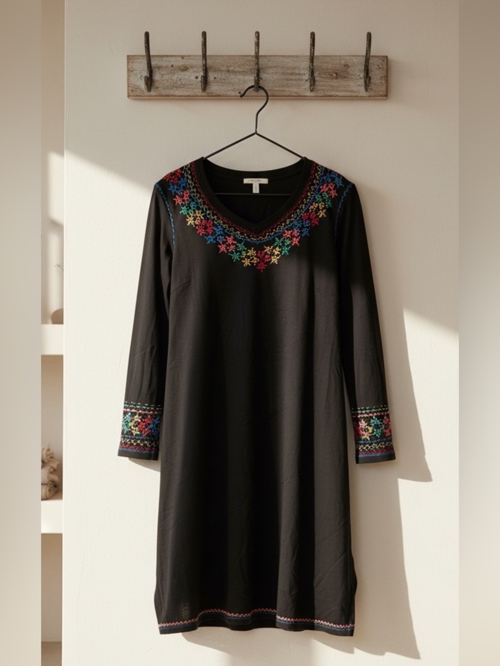 Double D Ranch Embroidered Long Sleeve Western Dress Black XS